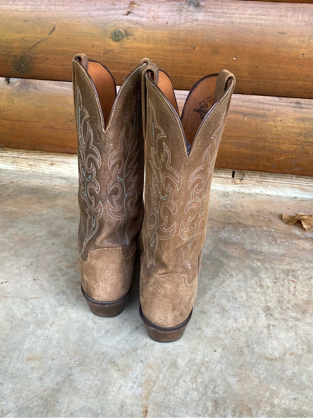 Lucchese | Suede Cowboy Boots - Picture 4 of 9